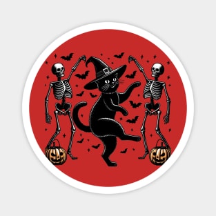 Witch Cat Dancing With Skeletons Magnet